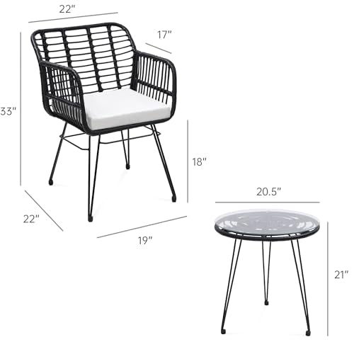 5 Piece Wicker Bistro Patio Conversation Furniture Set F180