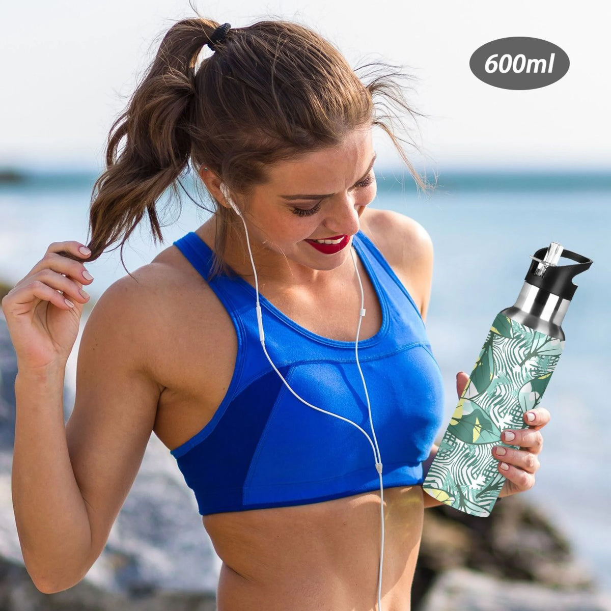 20 oz Insulated Stainless Steel Water Bottle with Straw Lid B23040