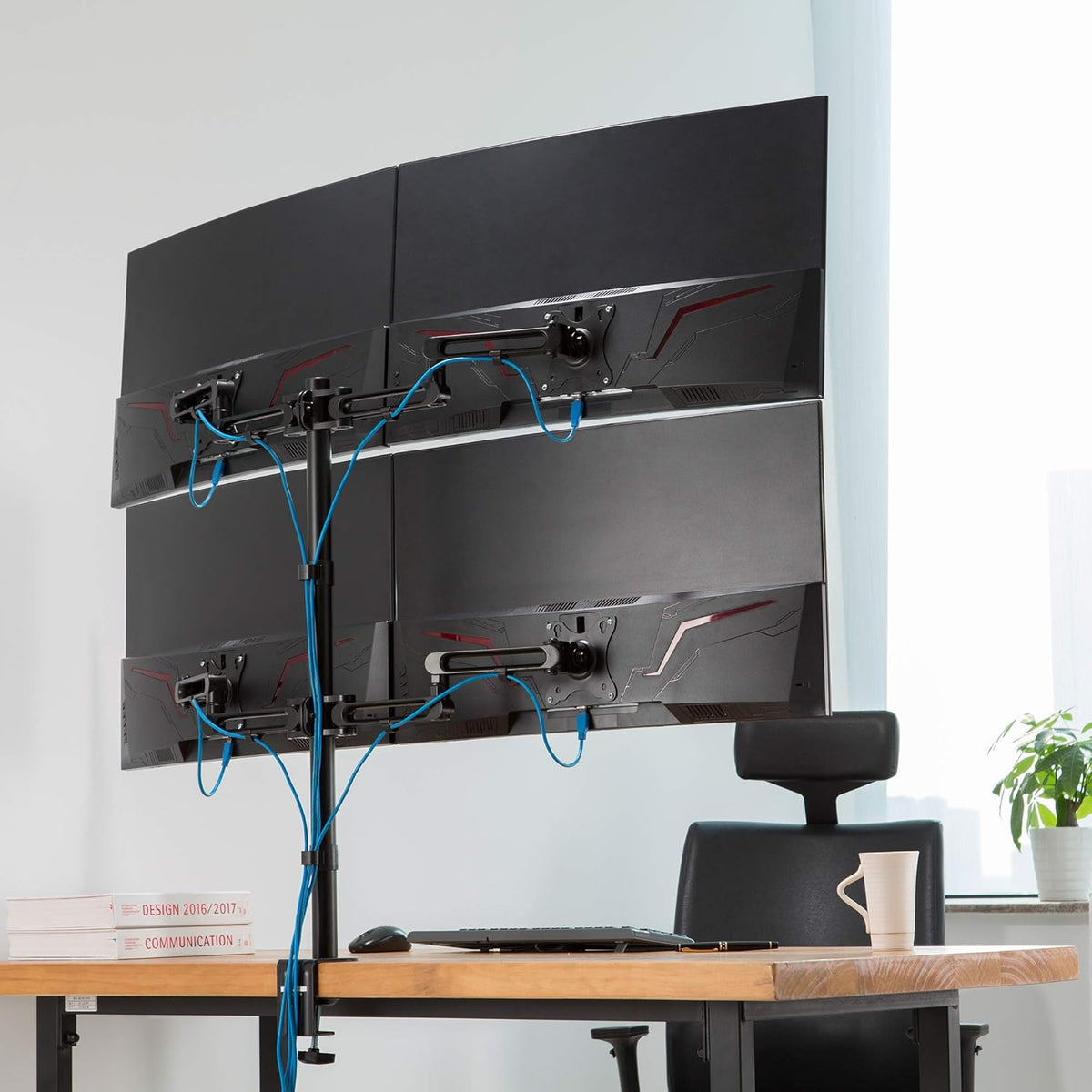 Quad Monitor Desk Stand with 4 Articulating Arms E8498