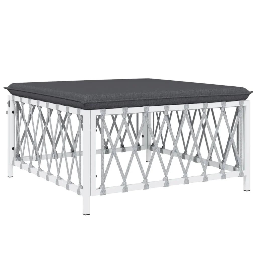 4 Piece Patio Set with Cushions White Steel X5657