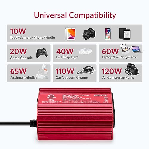 300W Power Inverter DC 12V to 110V AC Converter with USB-C Car Charger K6564