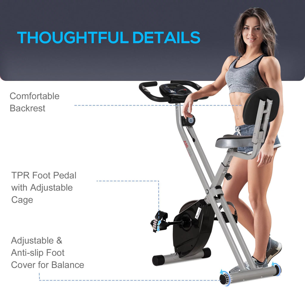 Folding Upright Stationary Exercise Bike with 8 Levels of Magnetic Resistance E987548