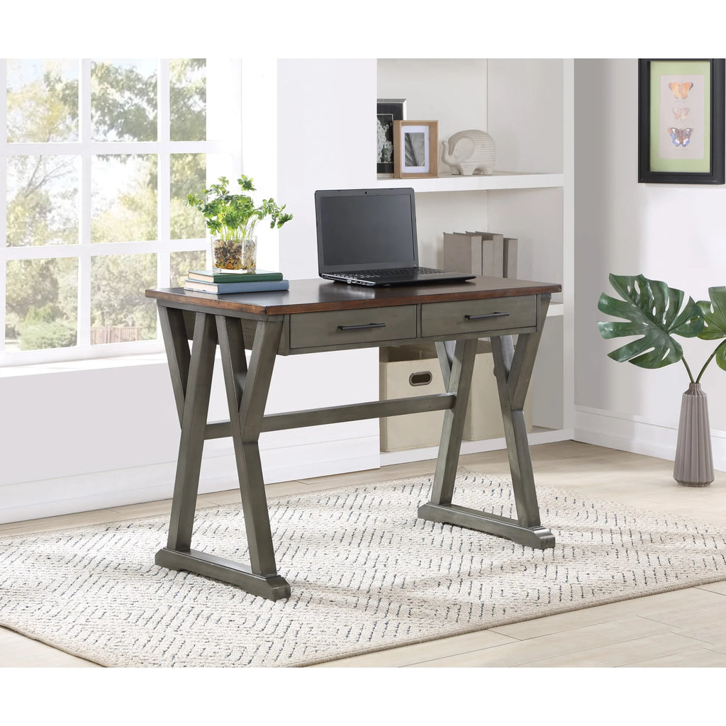 Slate Gray Engineered Wood Writing Desk with Drawers Z70046