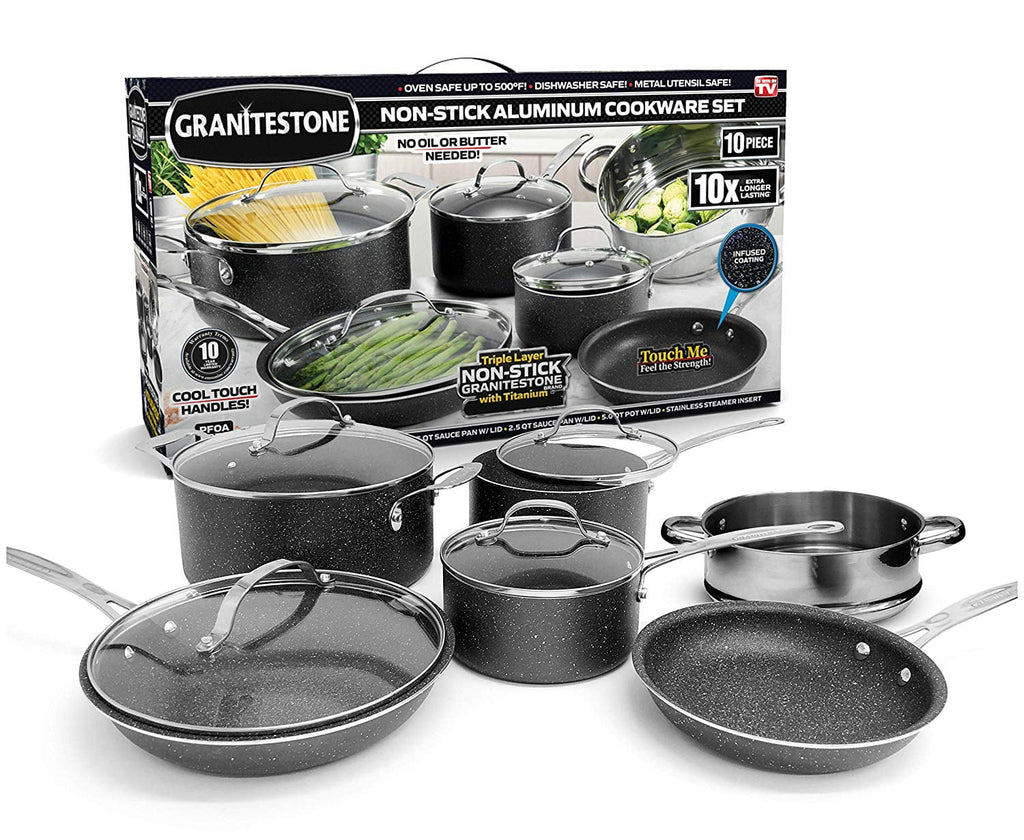 10 Piece Nonstick Granite Cookware Set T145849