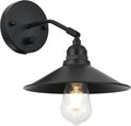 Industrial Farmhouse Metal Wall Sconce with on/Off Switch, Matt Black Funnel Shade S1451