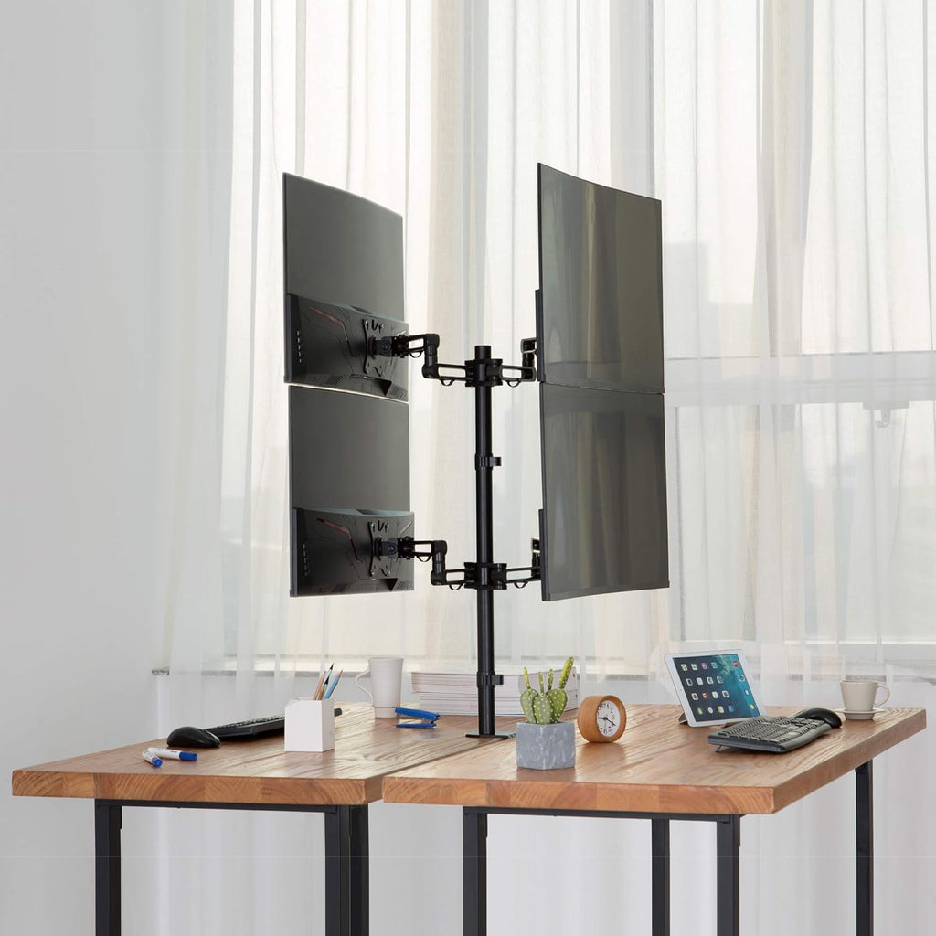Quad Monitor Desk Stand with 4 Articulating Arms E8498