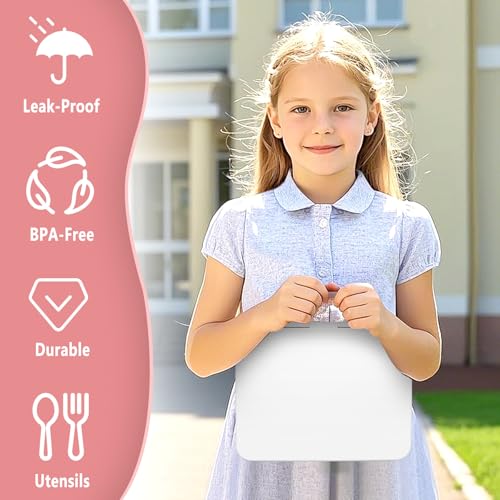 Kids 5 Compartment Leak-Proof Bento Lunch Box with Ice Pack and Utensils K448