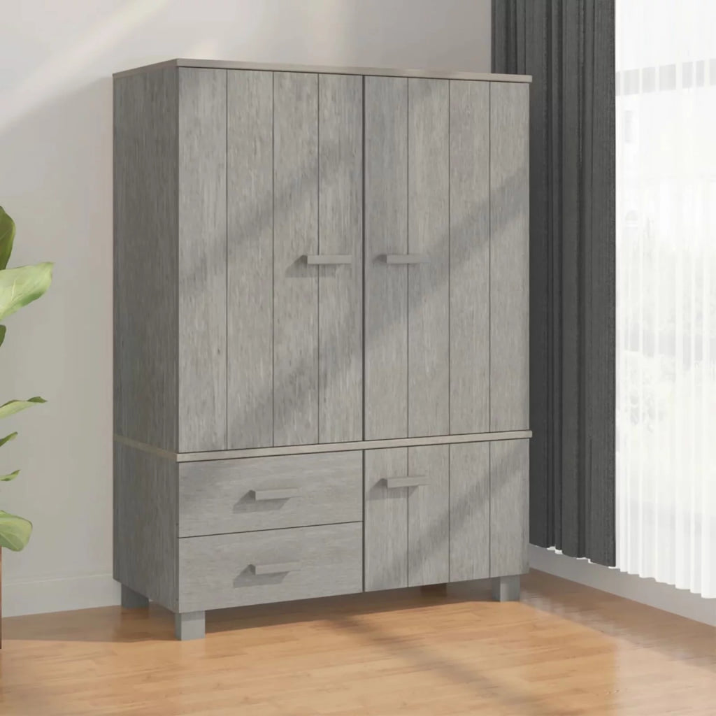 Gray Solid Wood Pine Wardrobe N701997