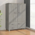 Gray Solid Wood Pine Wardrobe N701997