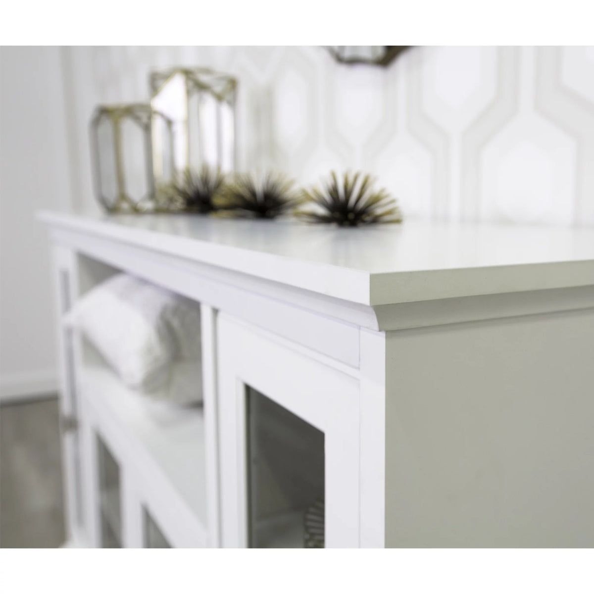 White Wood Media Storage TV Stand Console Z5302