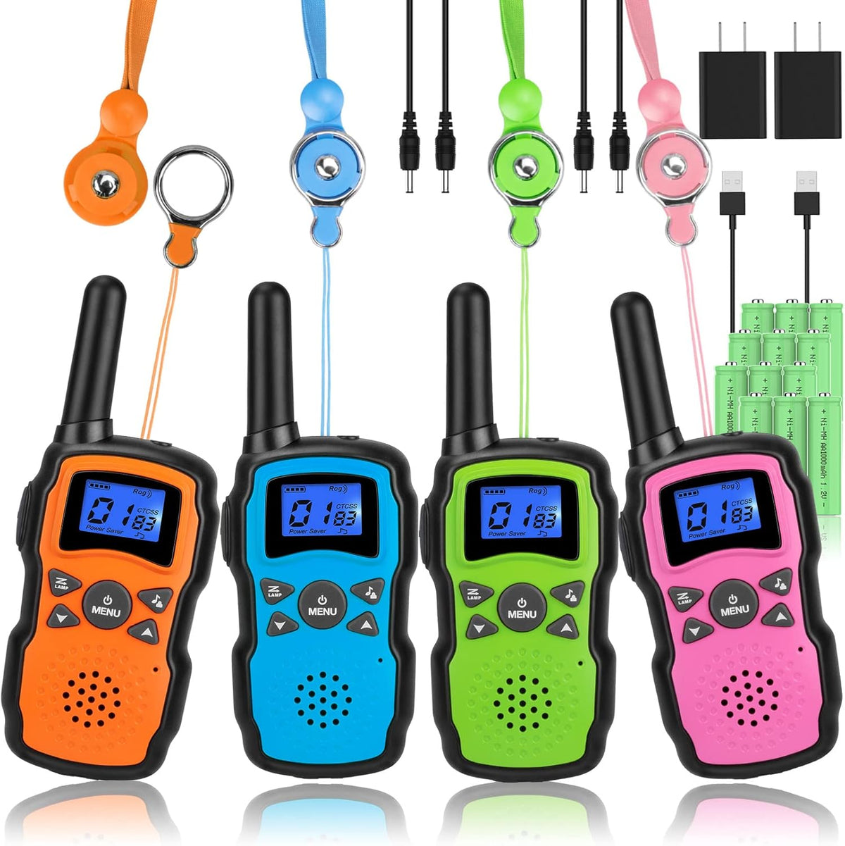 Rechargeable 4 Pack 2 Way Radio Walkie Talkies with 2 USB Chargers 12000mAh Battery Q648036