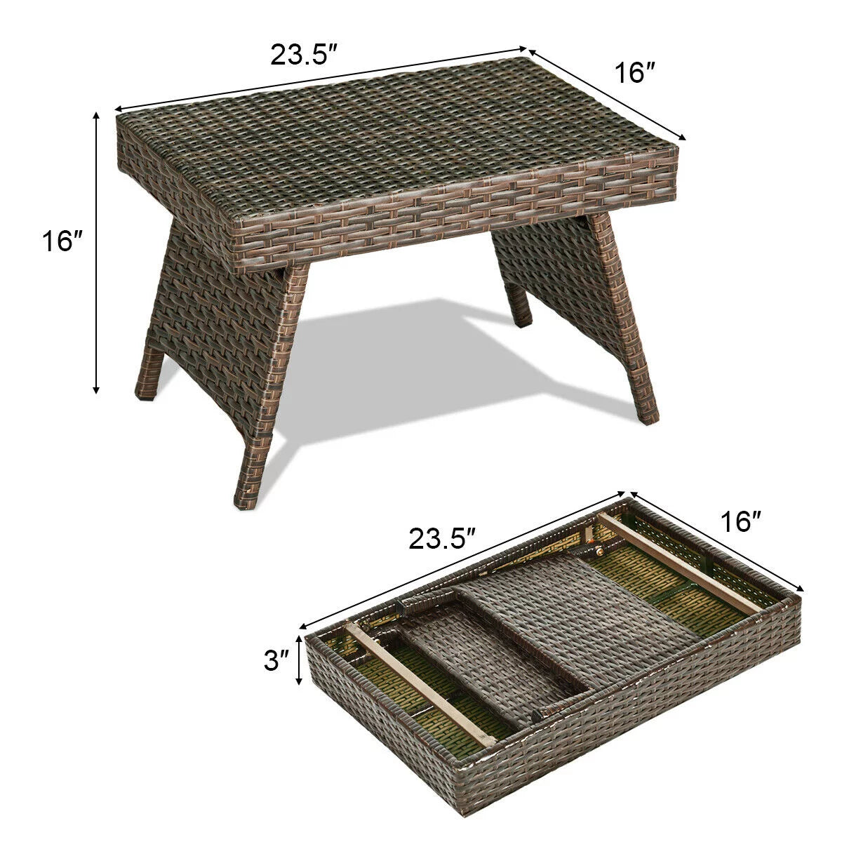Folding Wicker Side Coffee Table Z510642