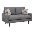 Dark Gray Woven Fabric Loveseat Couch L8302