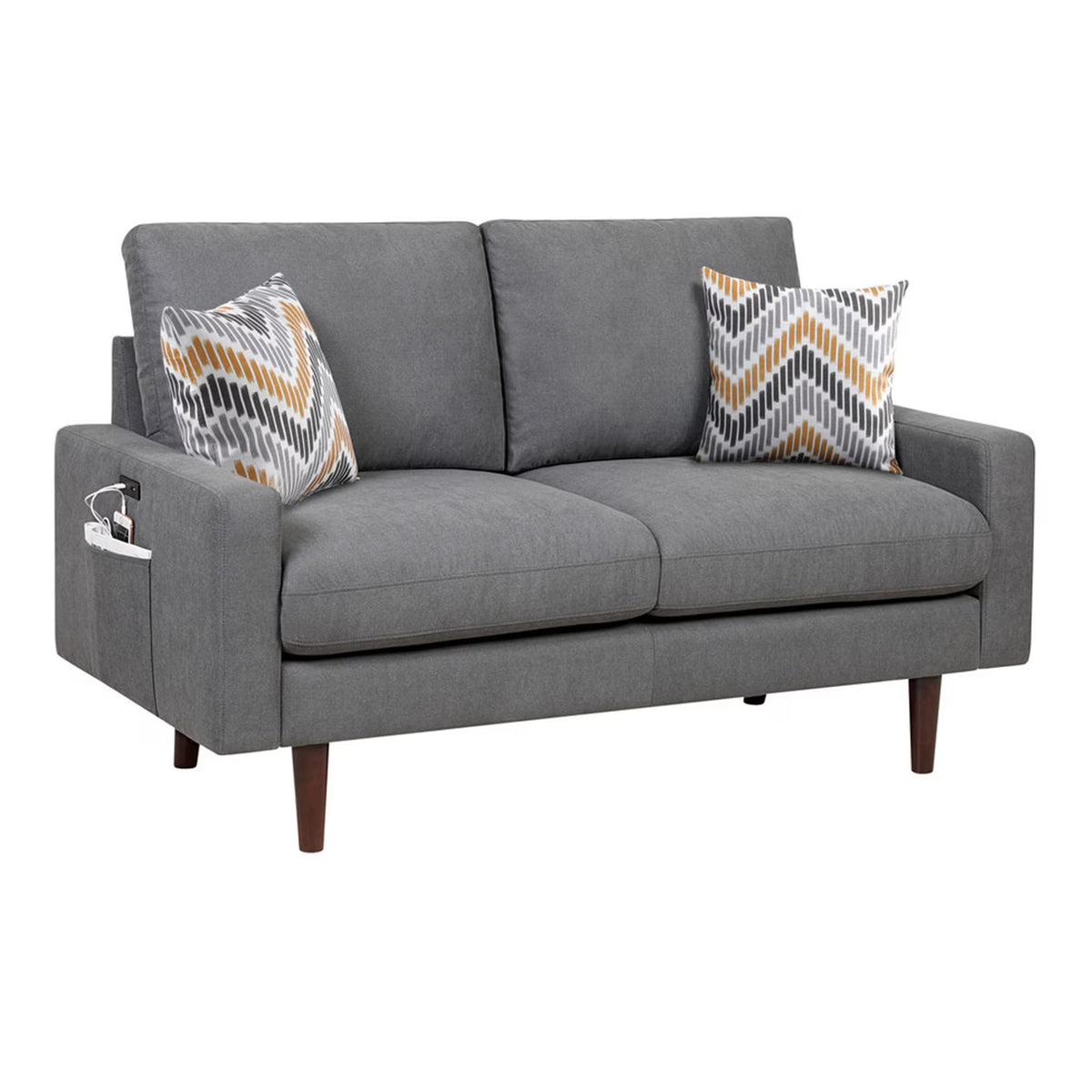 Dark Gray Woven Fabric Loveseat Couch L8302