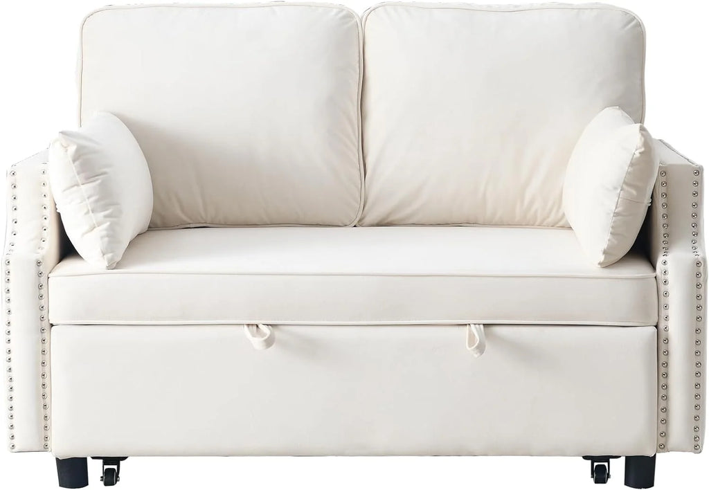 Velvet Convertible Sleeper Sofa with Pull Out Bed U378543