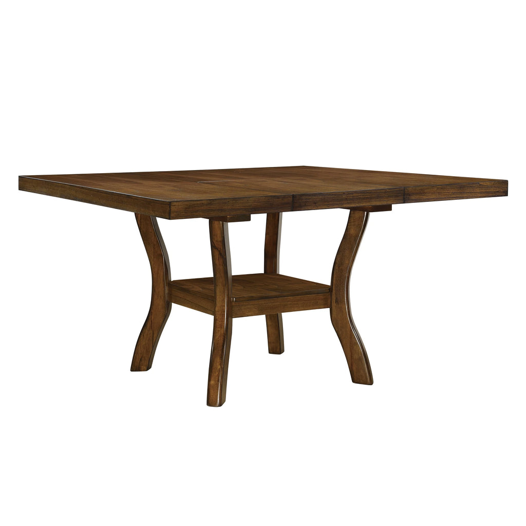 Brown Finish Wood Dining Table with Display Shelf I28074