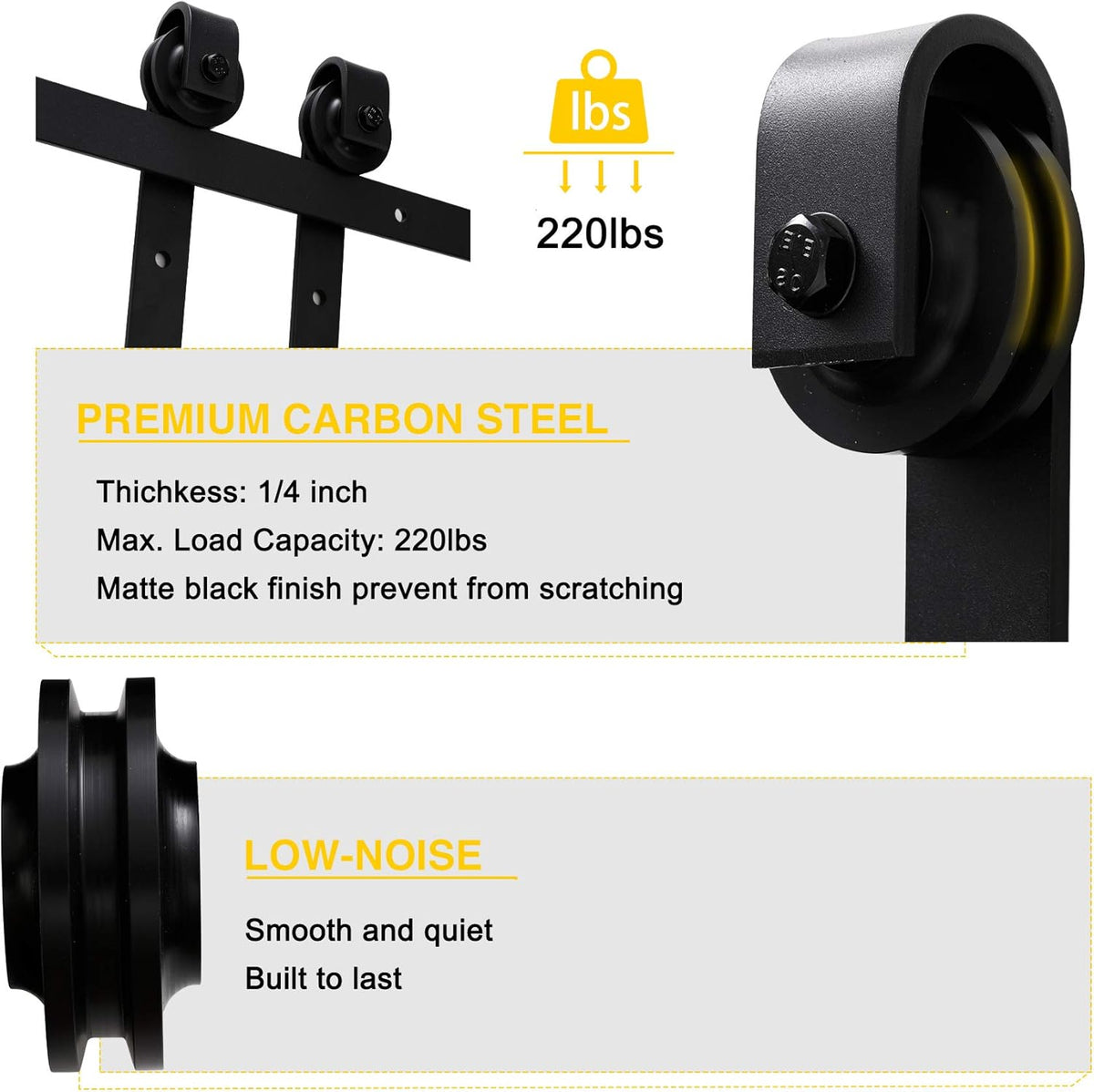 10FT Heavy-Duty Carbon Steel Sliding Barn Door Rail Kit M472