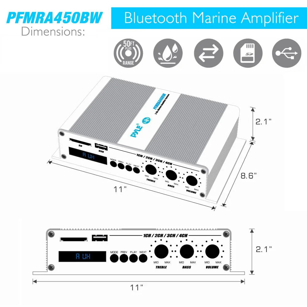 4 Channel 400 Watt Marine Amplifier Q9156