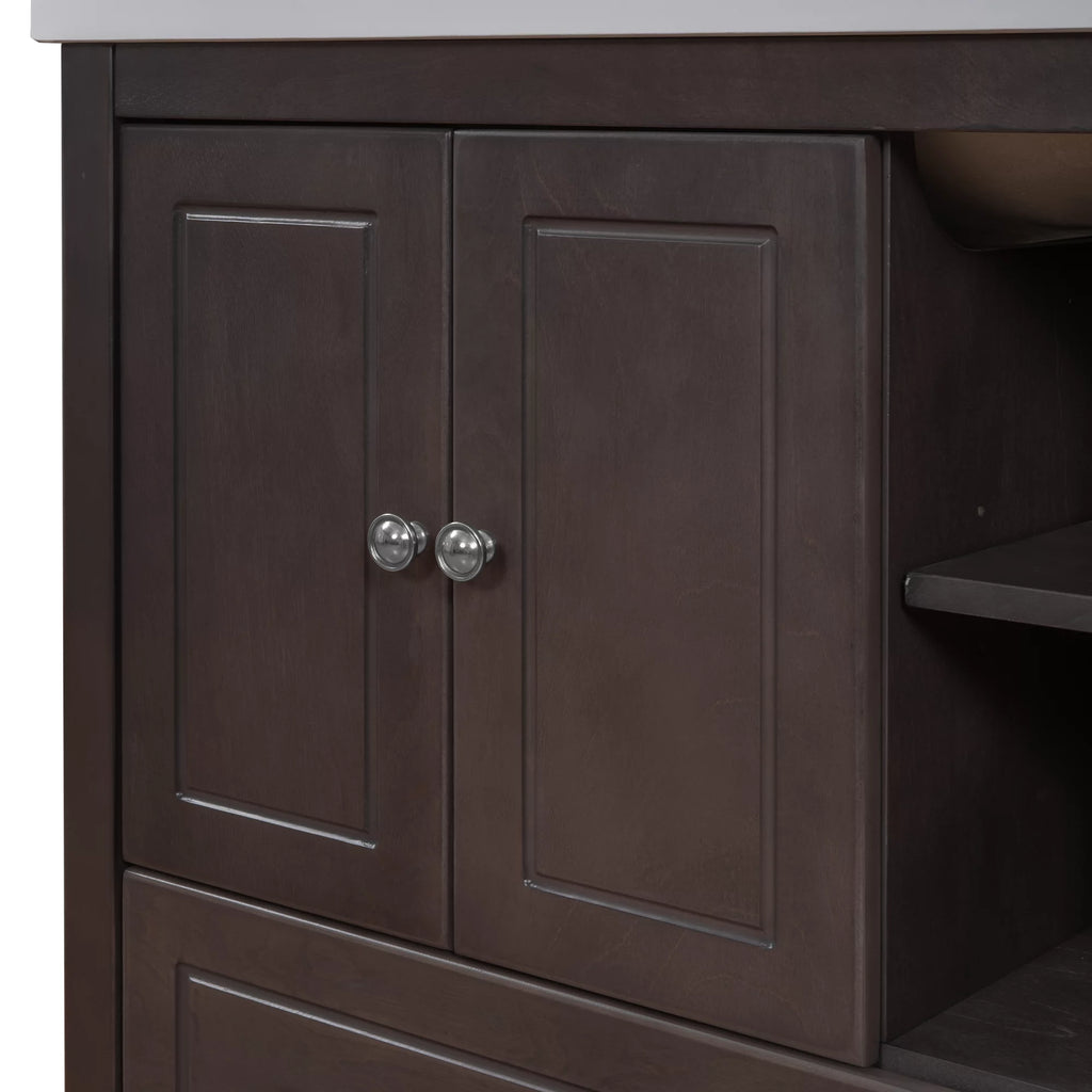 30" Brown Solid Wood Bathroom Vanity Base Only M2149