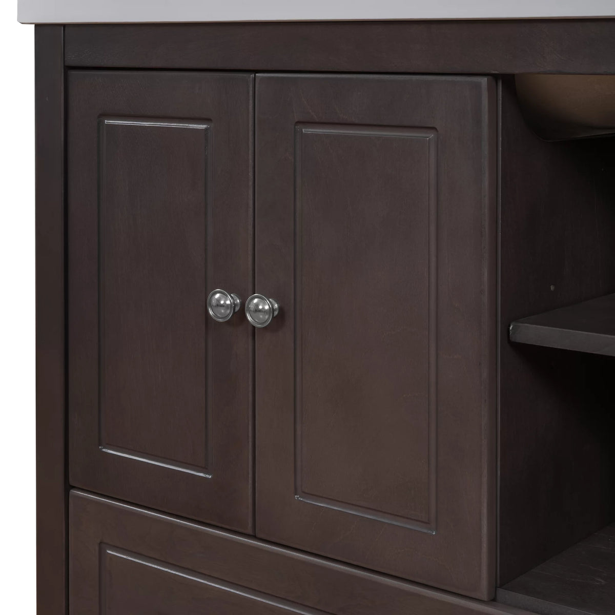 30" Brown Solid Wood Bathroom Vanity Base Only M2149