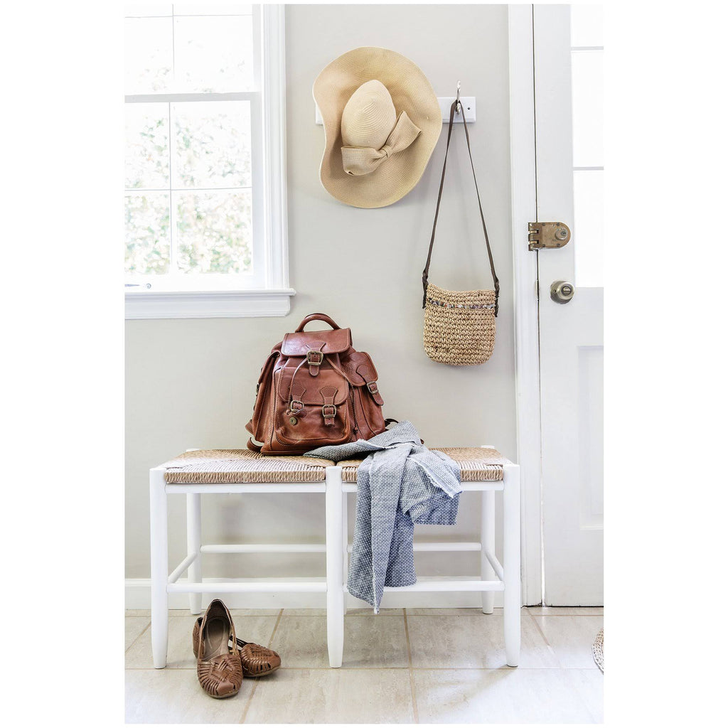 Coastal Pink Wood Entryway Bench I718