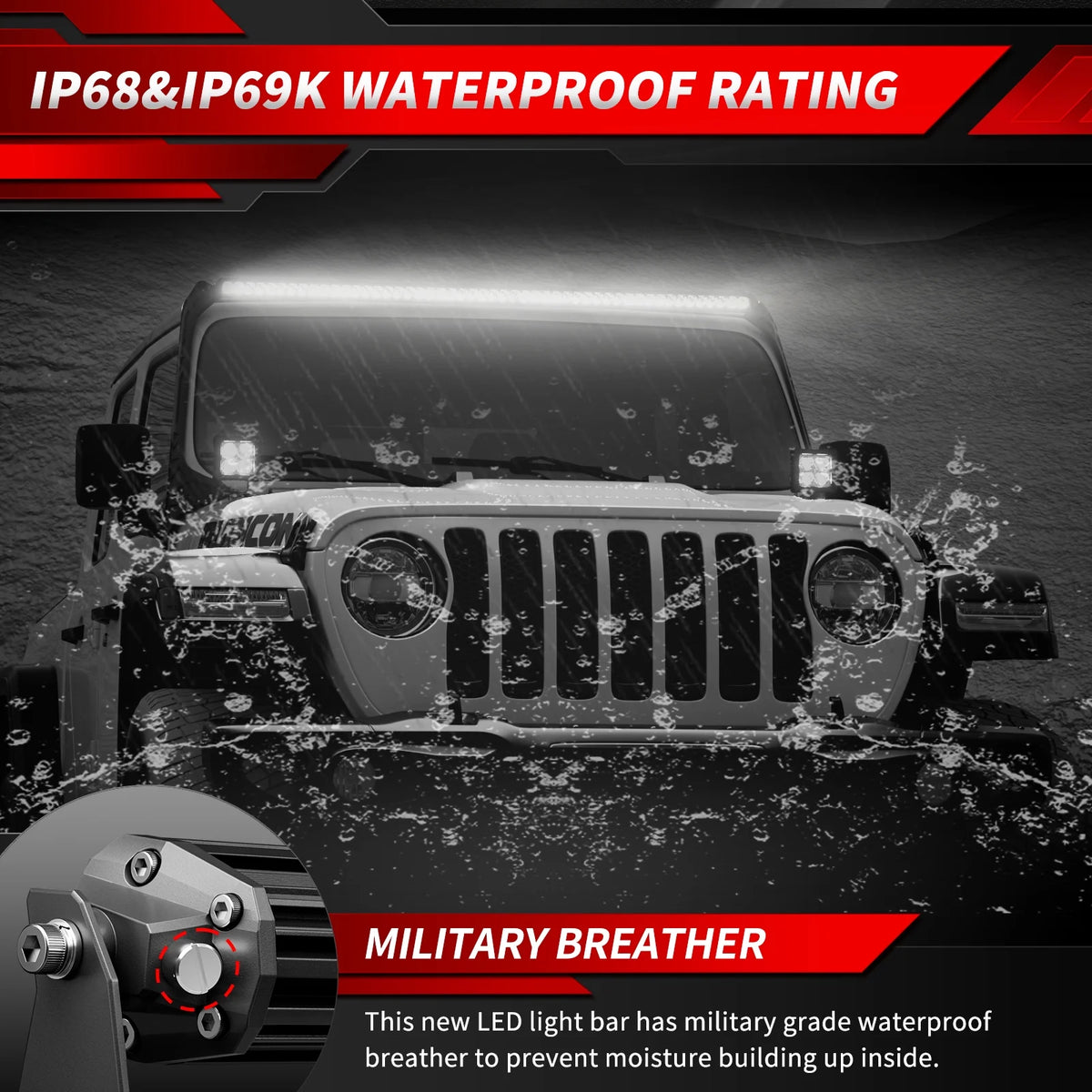 LED Light Bar 40 inch 200W Off Road Spot Flood Combo Work Light IP69K Waterproof F82532