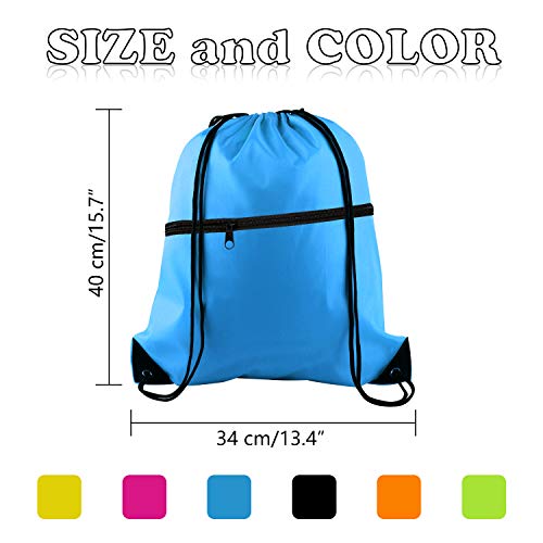 12Pcs Drawstring Backpack Bags with Zipper Pocket and Headphone Hole D45018