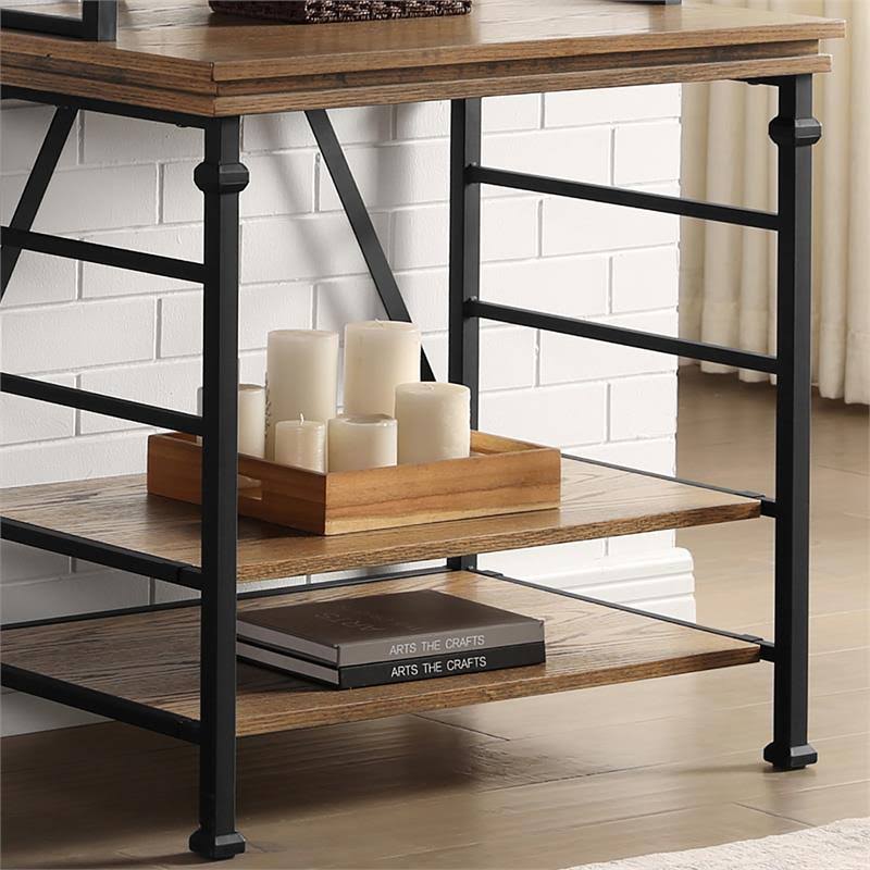 Industrial Metal 6-Shelf Bookcase in Dark Oak K76825
