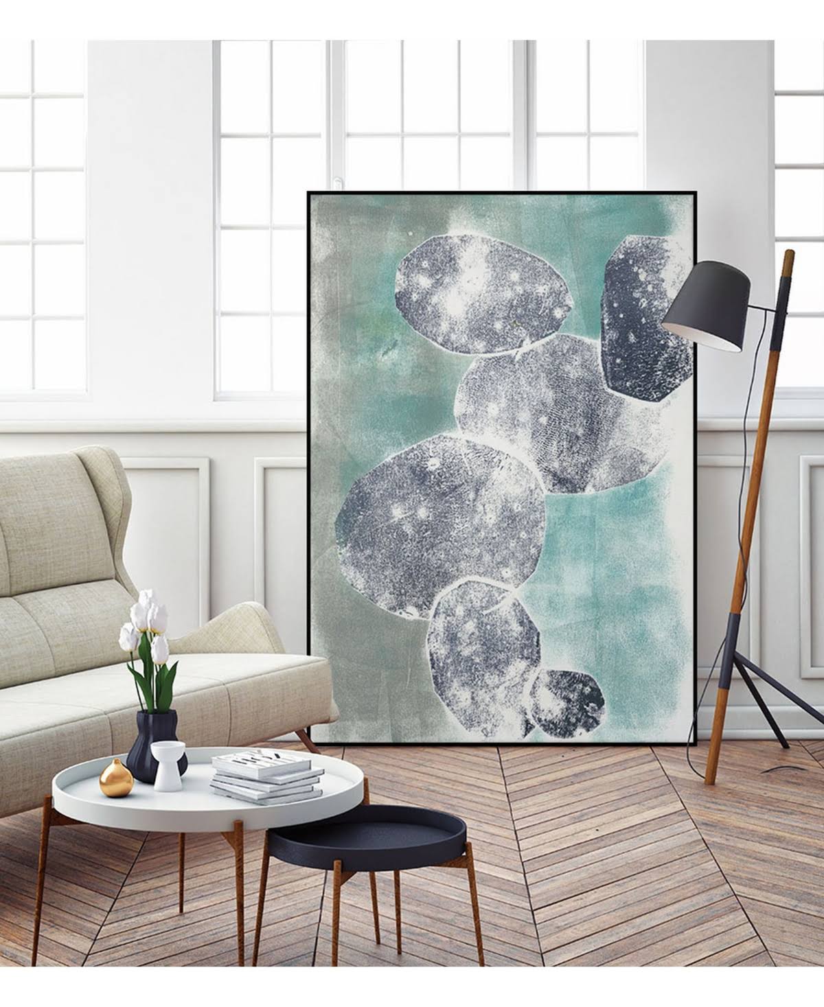 Blue Framed Canvas Art K3842