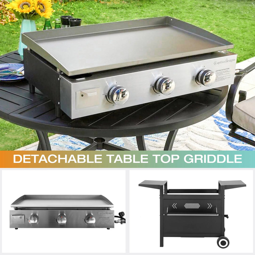 3-Burners Gas Griddle Portable Flat Table Top BBQ Grill 33,000 BTU R406