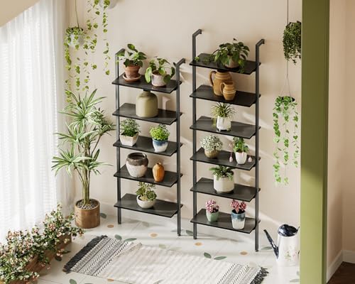 6 Tier Black Ladder Bookshelf Y670671