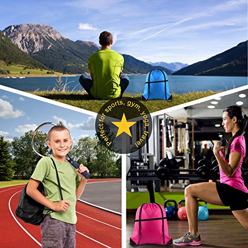 12Pcs Drawstring Backpack Bags with Zipper Pocket and Headphone Hole D45018