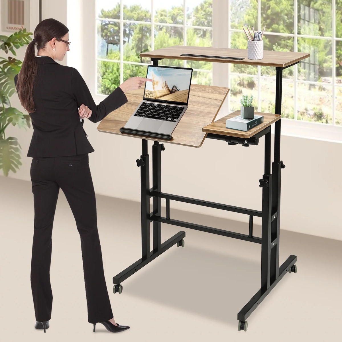 Mobile Stand Up Desk with Wheels L14807