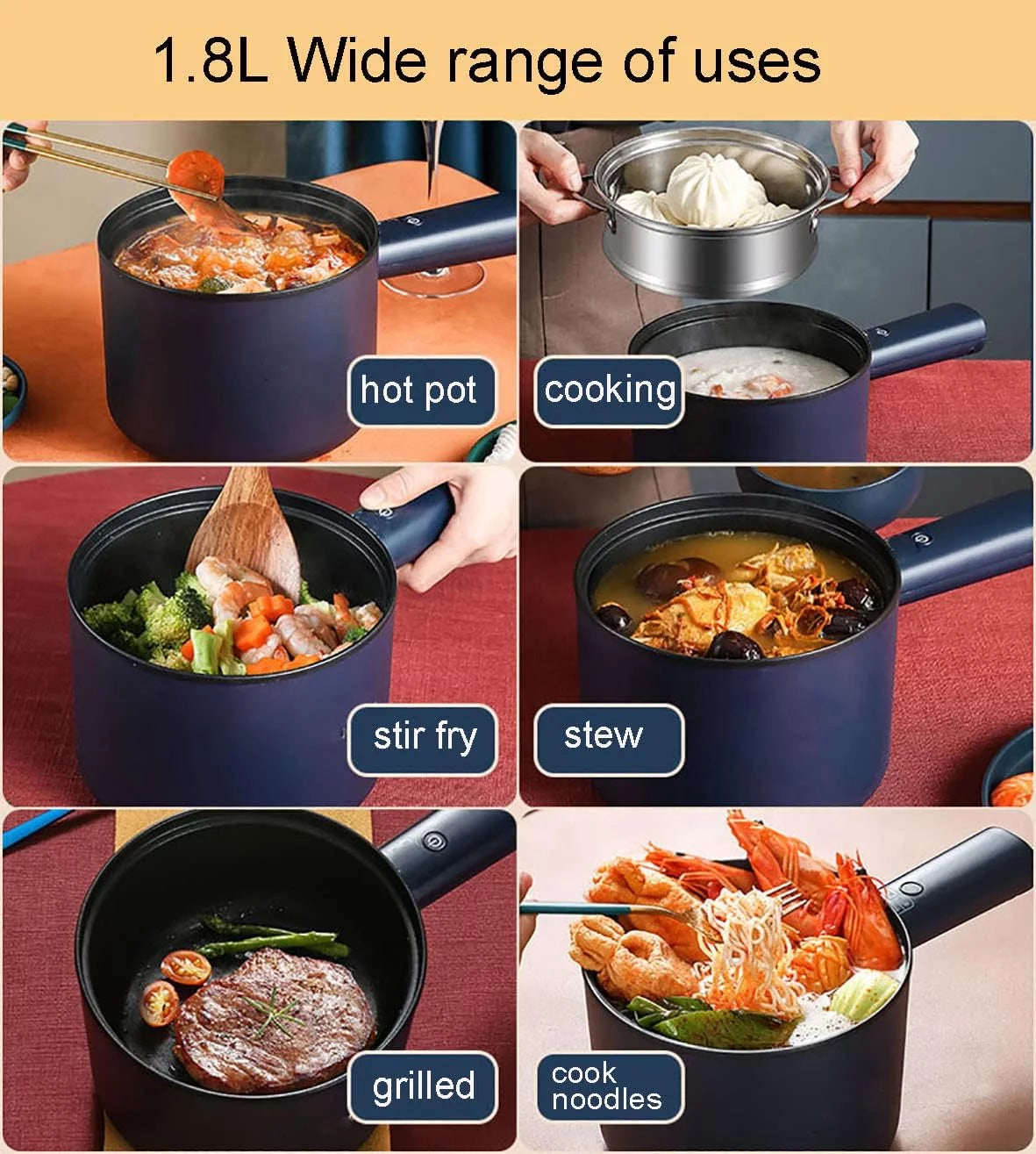 1.8L Non-Stick Electric Hot Pot F4633