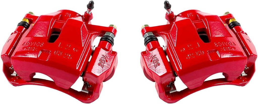 Red Powder Coated Semi-Loaded Caliper Assembly Pair Set H28476