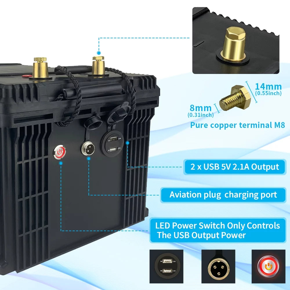 12V LiFePO4 Battery 200Ah with 200A BMS Z130655