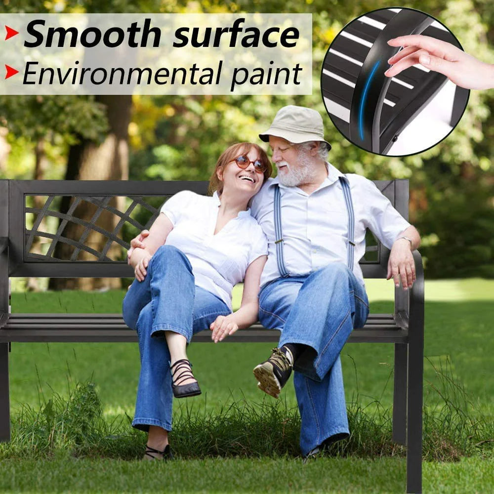 Black Outdoor Garden Bench with Armrests G64262