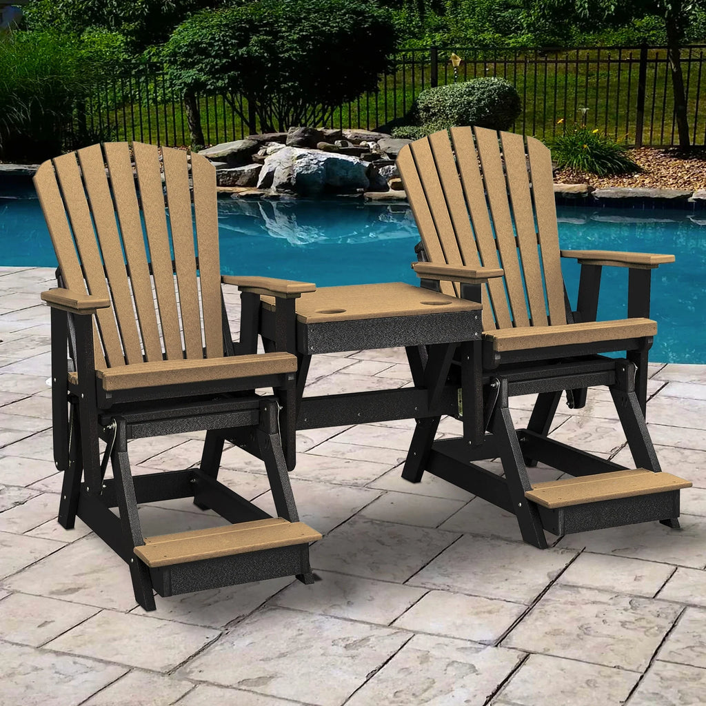 Cedar and Black Glider with Center Table Z45366