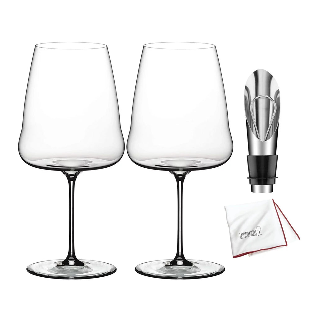Cabernet Sauvignon Glasses with Wine Pourer and Polishing Cloth I266