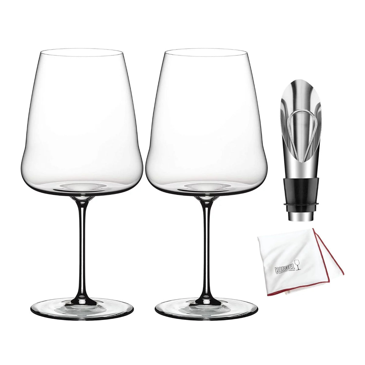 Cabernet Sauvignon Glasses with Wine Pourer and Polishing Cloth I266