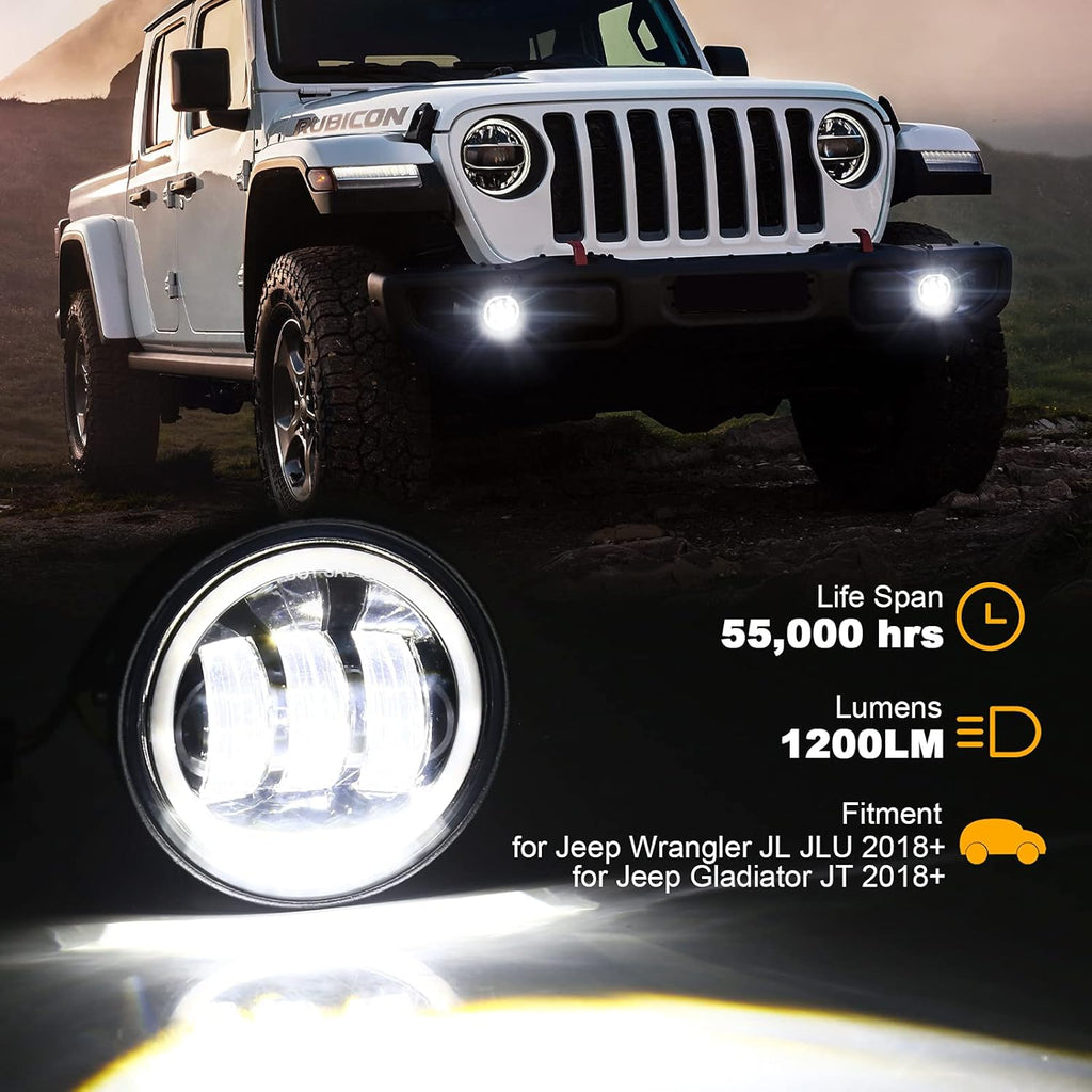 4 inch Round LED Fog Lights for Jeep Wrangler JL JLU 2018-2021 M783525