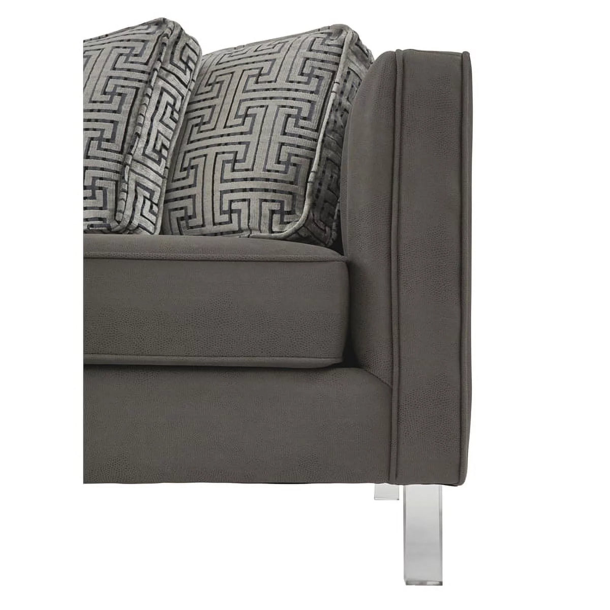 Grey Acrylic Leg Iron Channeled Sofa Y31601