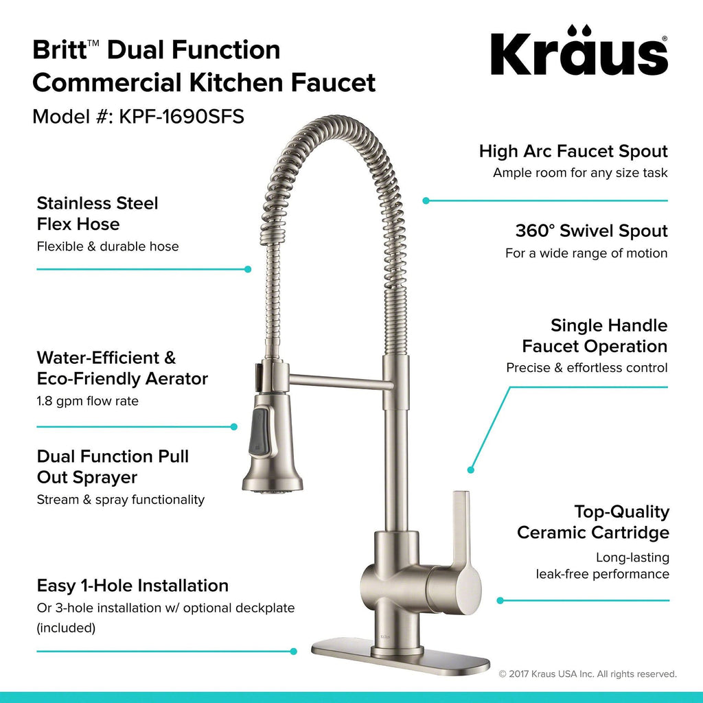 Brushed Gold Commercial Style Kitchen Faucet and Water Filter Faucet Combo S8309