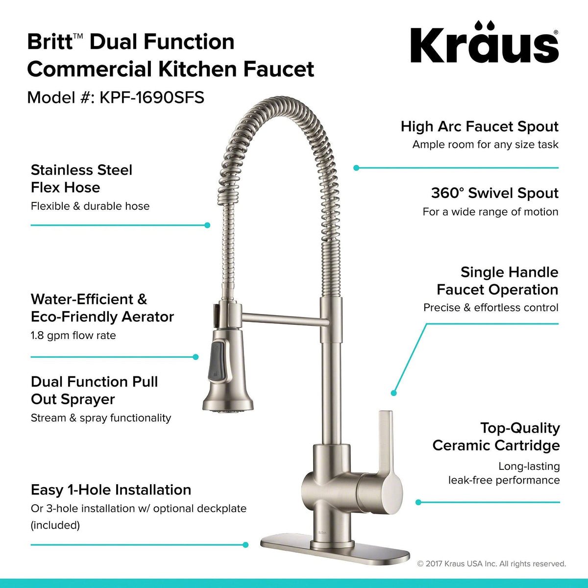 Brushed Gold Commercial Style Kitchen Faucet and Water Filter Faucet Combo S8309