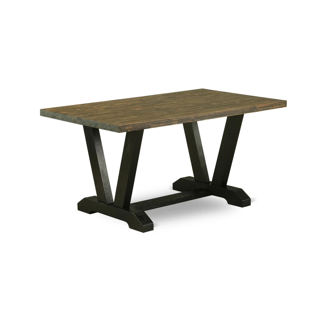 7-Piece Small Dining Table Set with 6 Parson Chairs Solid Wood O222
