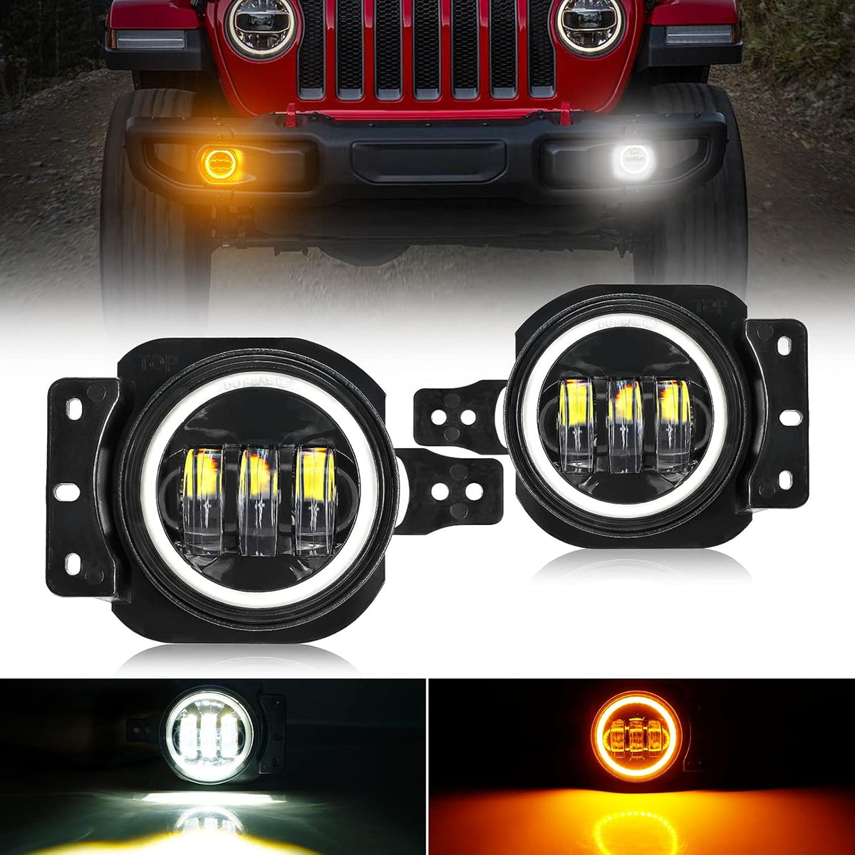 4 inch Round LED Fog Lights for Jeep Wrangler JL JLU 2018-2021 M783525