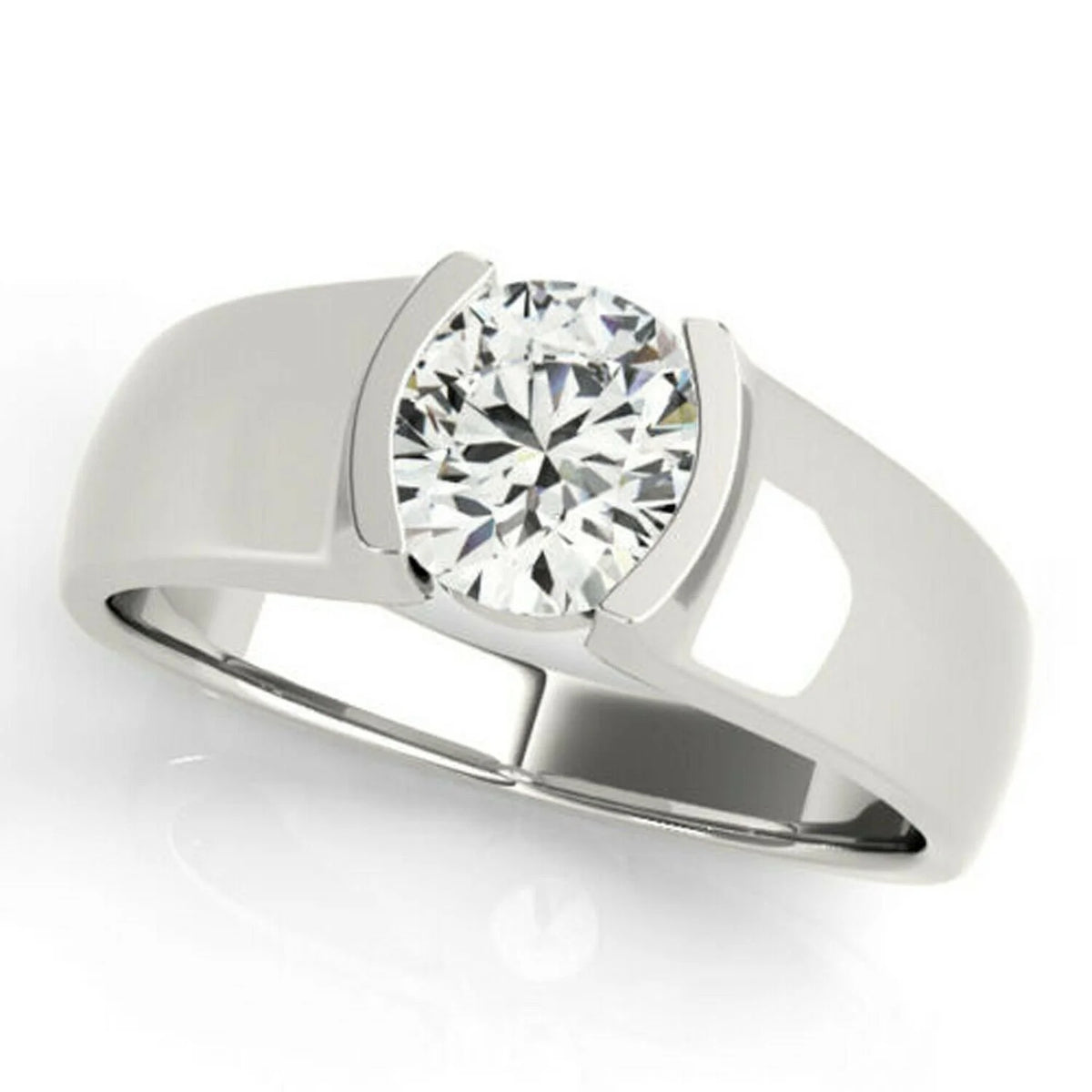 18K White Gold Plated Solitaire Engagement Ring 925 Sterling Silver W9739