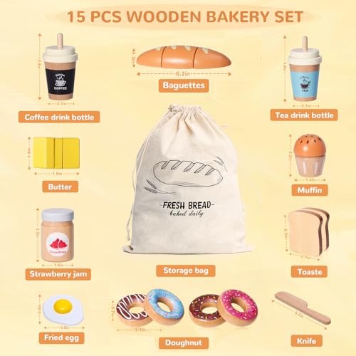 Wooden Bakery Playset with Storage Bag P13423
