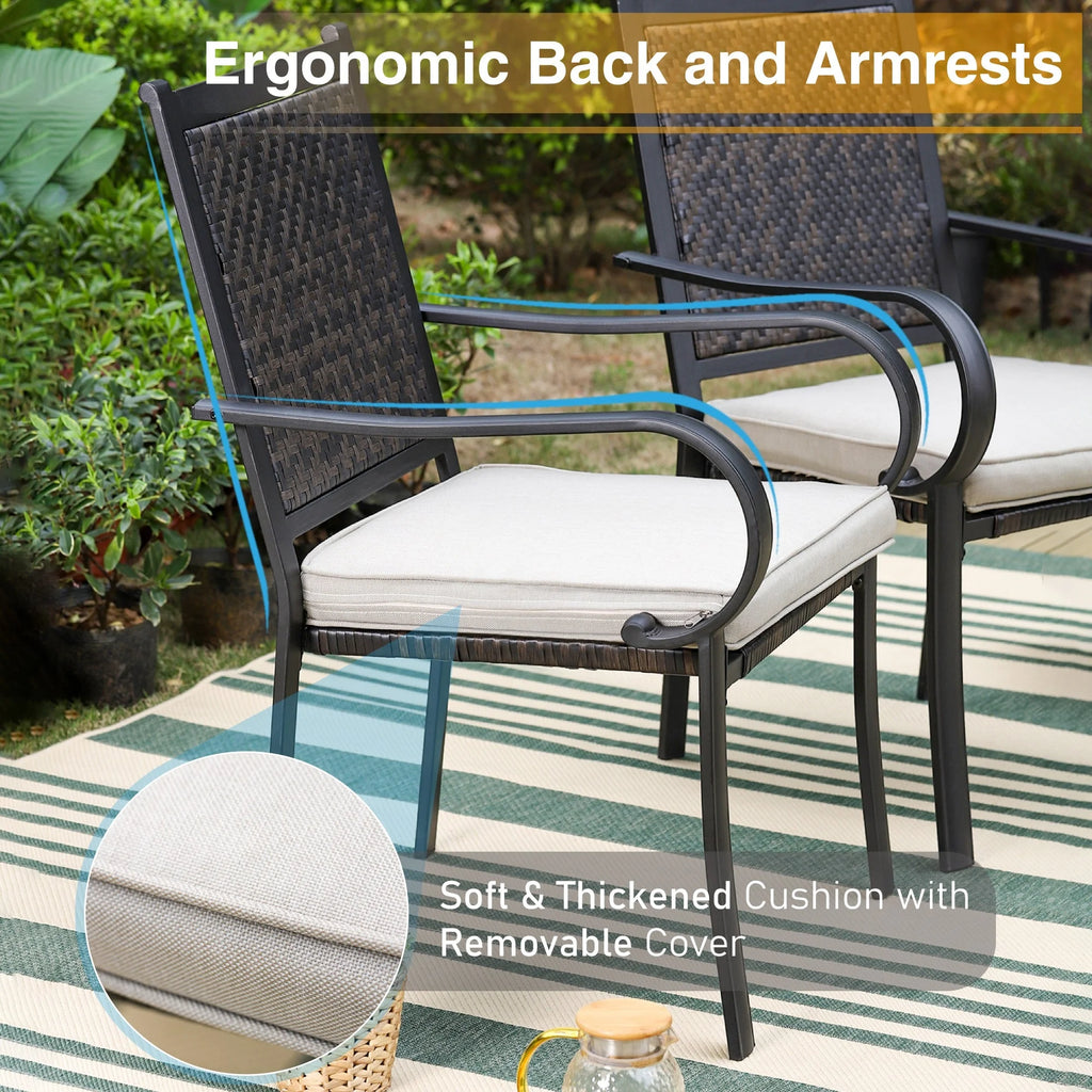 7 Pieces Wicker Rattan Patio Dining Table and Chairs Set B371696