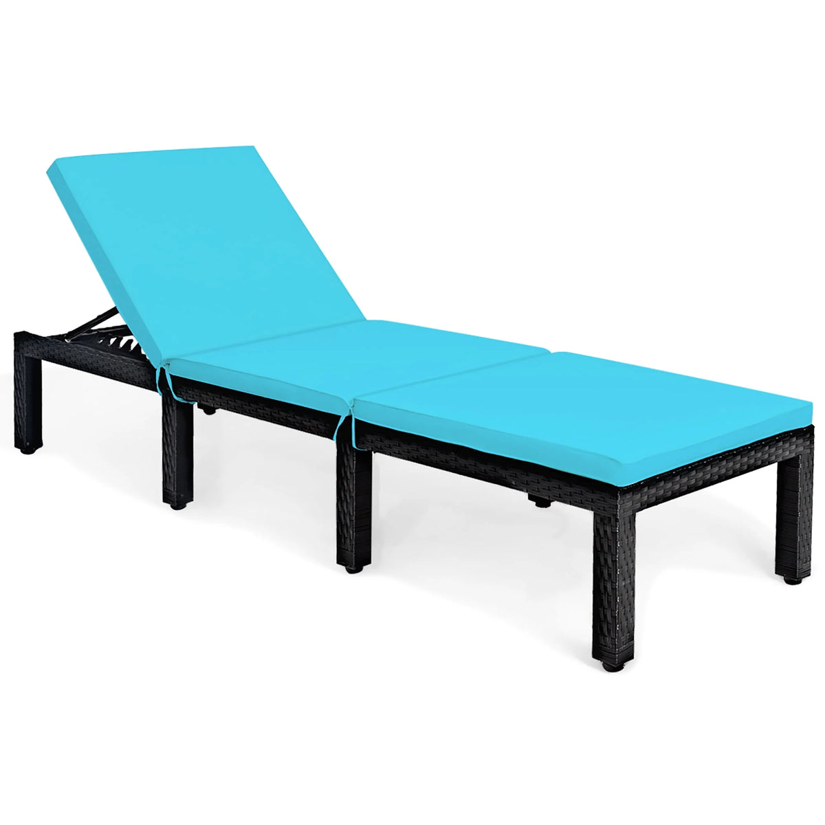 Patio Rattan Lounge Chair Height Adjustable Turquoise Y93822